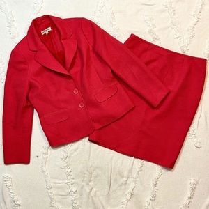 Hot Pink Evan Picone Textured Skirt Suit Size 14